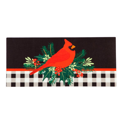 Winter Christmas Merry Christmas Cardinal Sassafras Switch 22 in. x 10 in. Indoor Door Mat