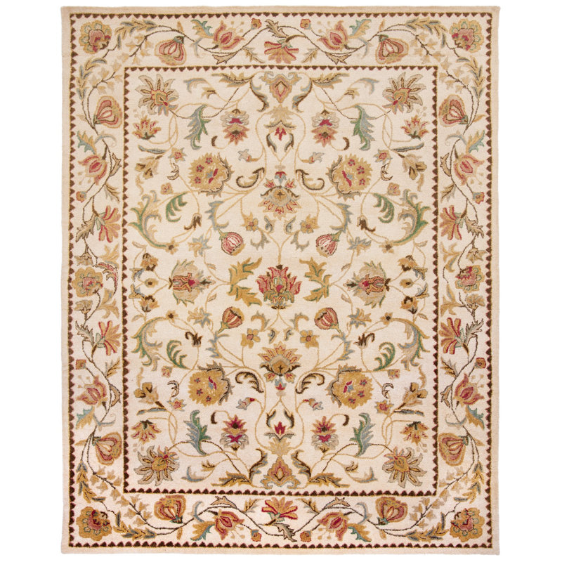 Molter Bergama Hand Tufted Wool Floral Rug, Rectangle 8' x 10'
