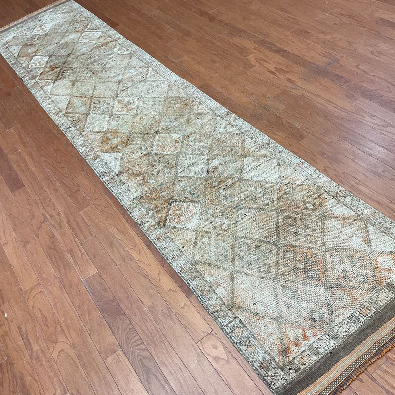 Tapis de couloir brun en laine noué à la main 3 pi x 13 pi Garbutt