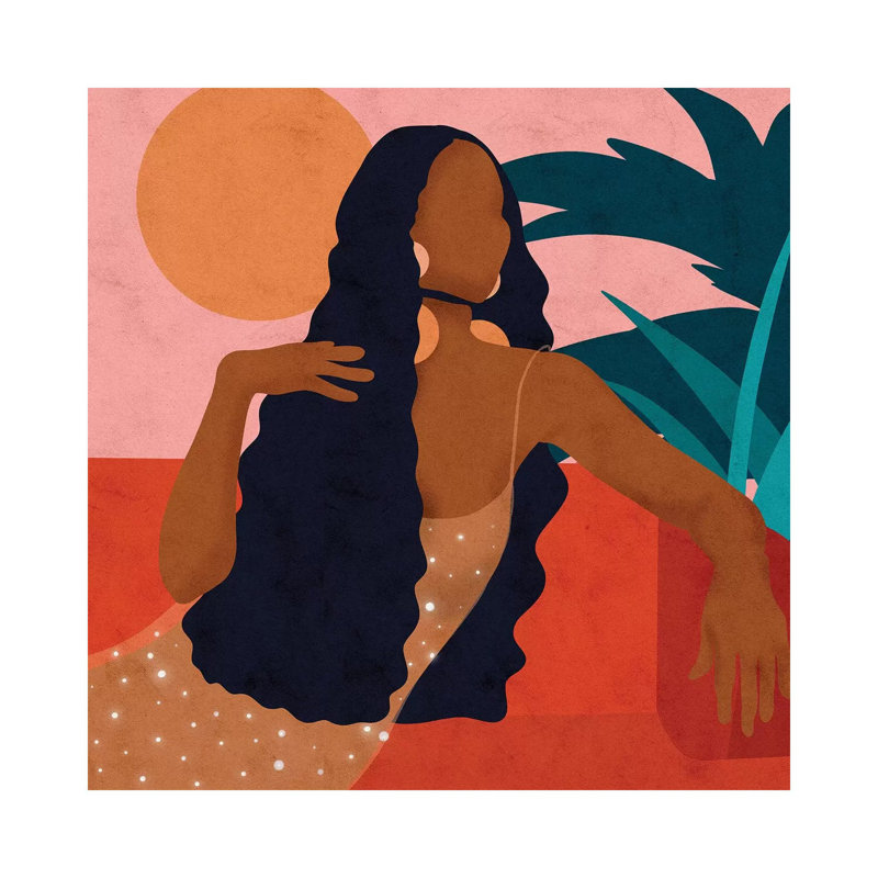 «Taraji» - Impression encadrée sur papier, H 37 po x l 37 po x P 1,5 po, Toile tendue
