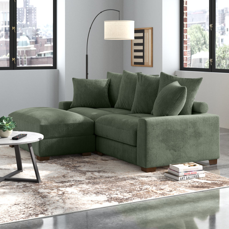 Canapé modulaire réversible de 89 po avec repose-pieds Arzelia, Gris foncé,  34" H x 89" L x 39.5" D