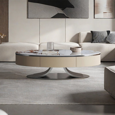 Italian light luxury oval rock table