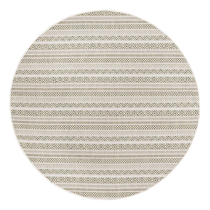 Striped Indoor / Outdoor Rug, Round 5'3"