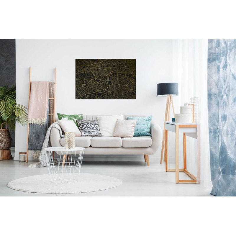 London Underground Map Gold - Wrapped Canvas Print, 20cm H x 31cm W