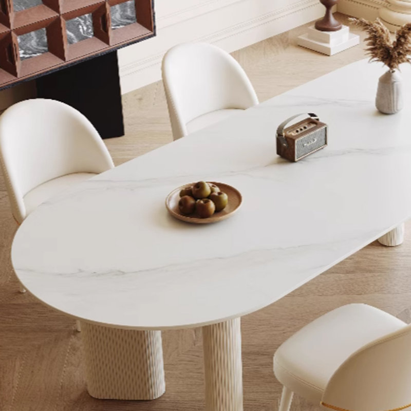 Table de salle à manger Durb, Blanc / Gris, H 29,52 po x L 62,99 po x l 31,49 po