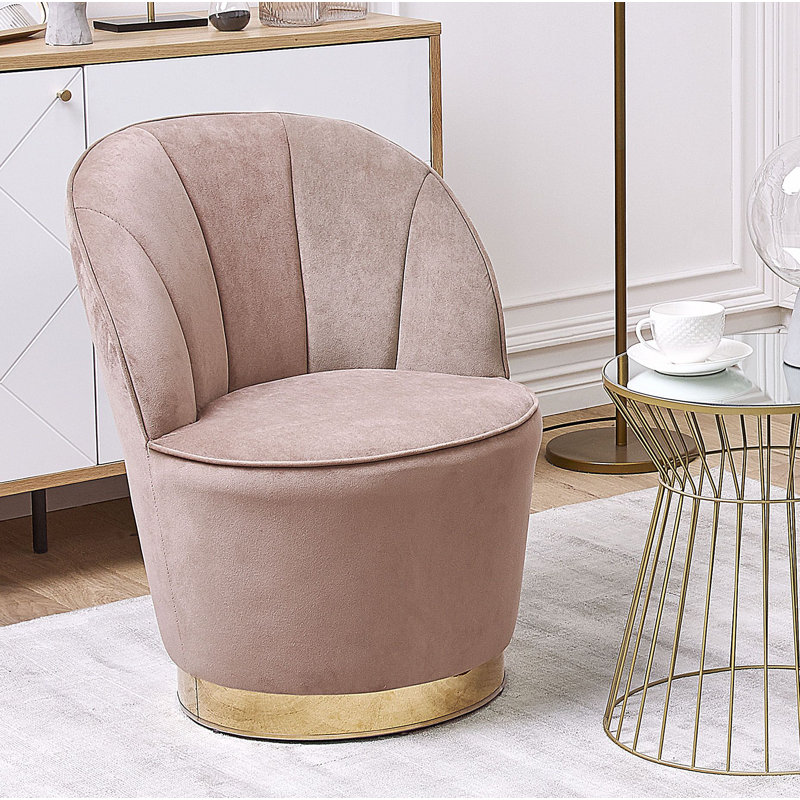 Dominique Velvet Barrel Chair, Beige