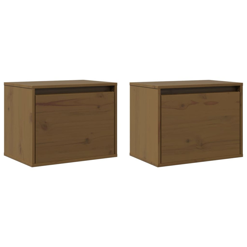 Gesell Pine Solid Wood Floating Shelf, 35cm H x 45cm W x 30cm D, Dark Brown
