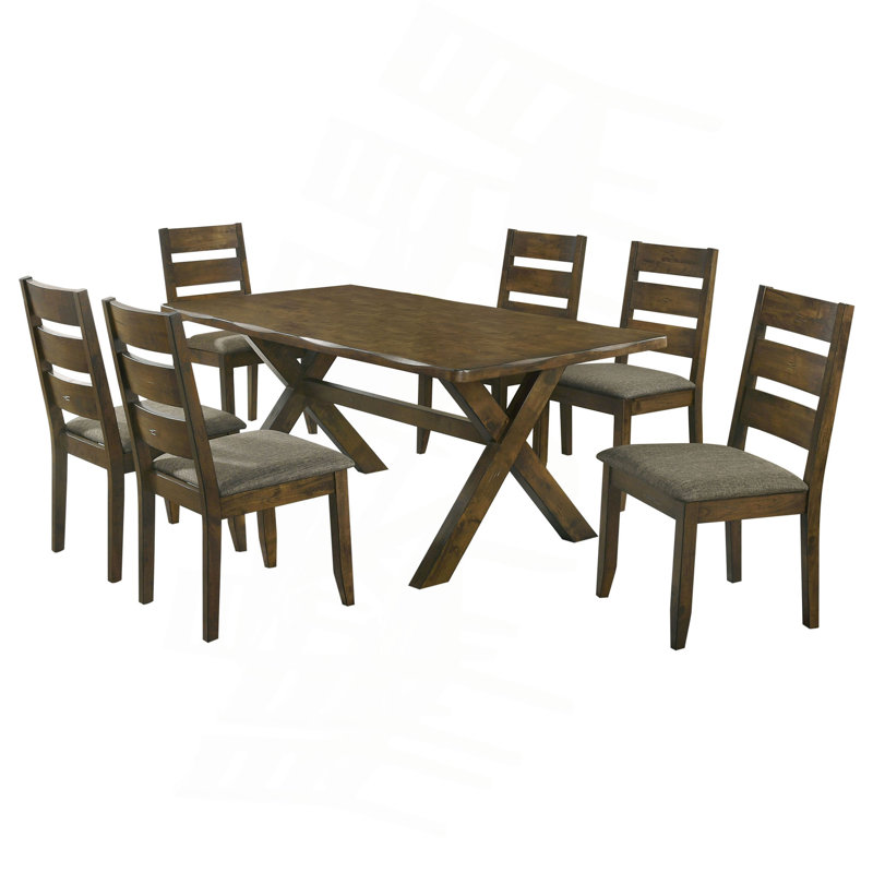 Ensemble de salle à manger Knotty Nutmeg, 7 pièces : table, 6 chaises