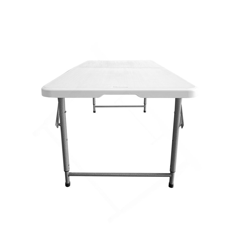 Table pliante à hauteur réglable en granit blanc Techni Home 4 pi avec poignée facile à transporter