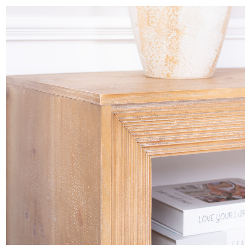 Console rustique en bois massif avec tablette de rangement - table d'entrée en bois naturel pour le salon, table de canapé avec tablette inférieure