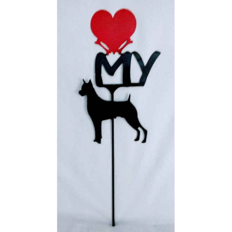 Enseigne de jardin Boxer Love My Heart
