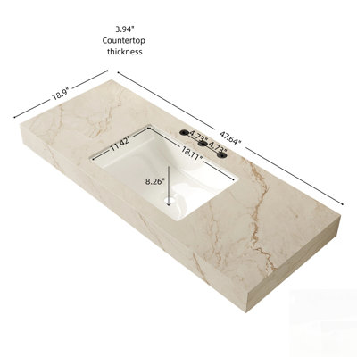 Premium Vein Sintered Stone Countertop with Undermount Ceramic Basin, Featuring High Scratch and Heat Resistance for Durable Kitchen and Bathroom Vanity Installation