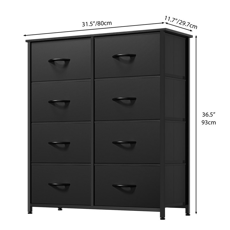 Commode double 8 tiroirs 8 tiroirs, Noir
