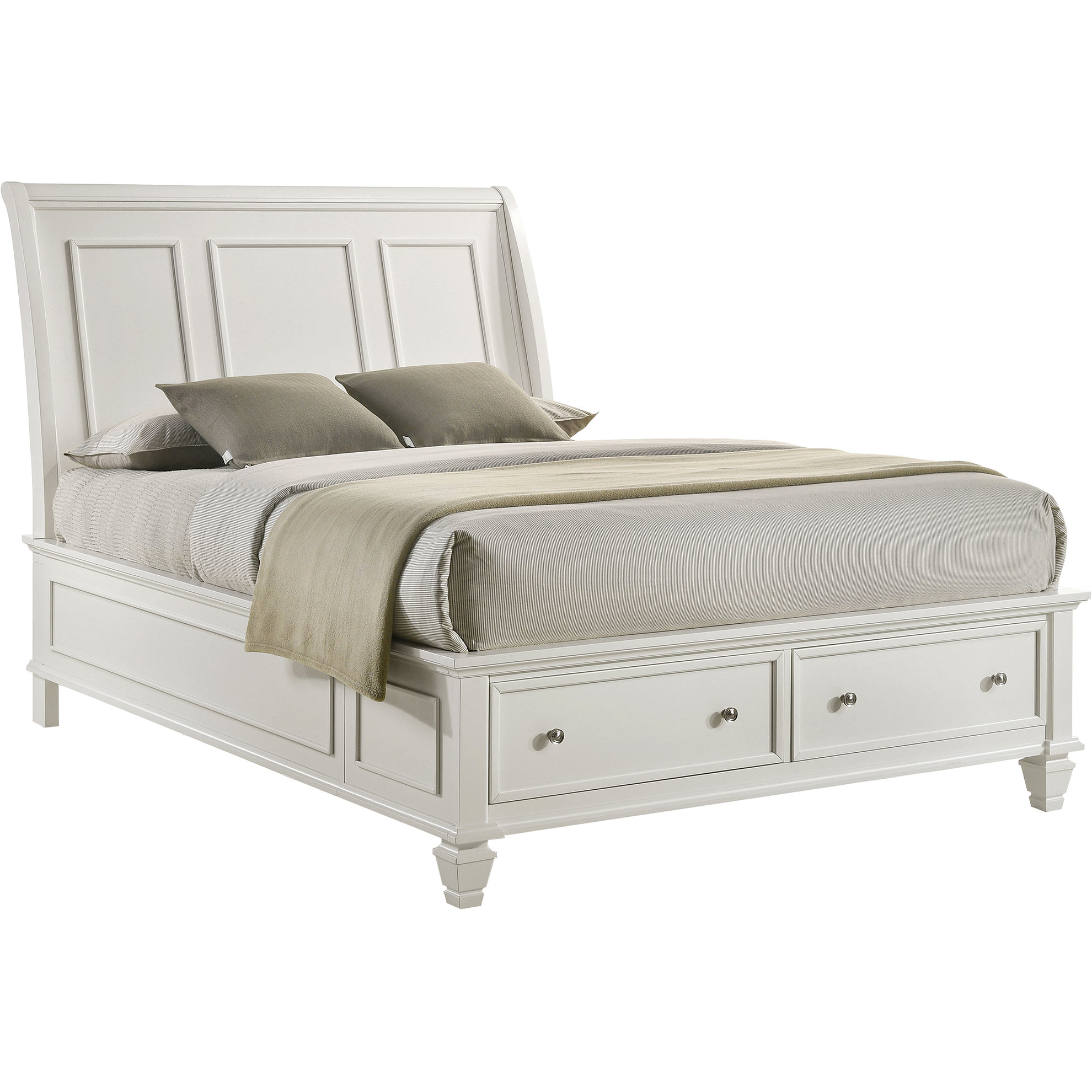 Rosecliff Heights Black Coastal Queen Panel Bed With Headboard And Two ...