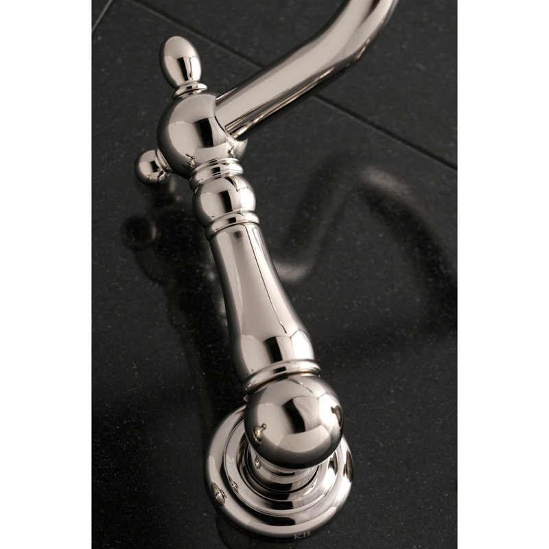 Kingston Brass Heritage Two-Handle 3-Hole Wall Mount Roman Tub Faucet, Polished Nickel