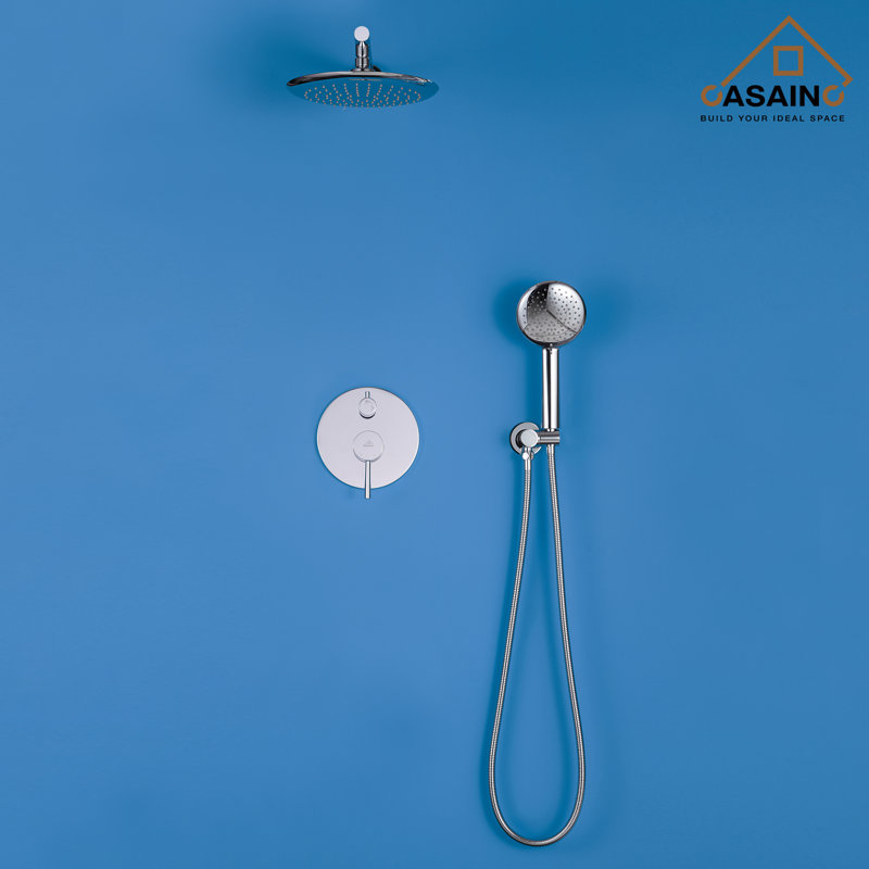 Chrome Dual Head Wall Mounted Shower System with Handheld
