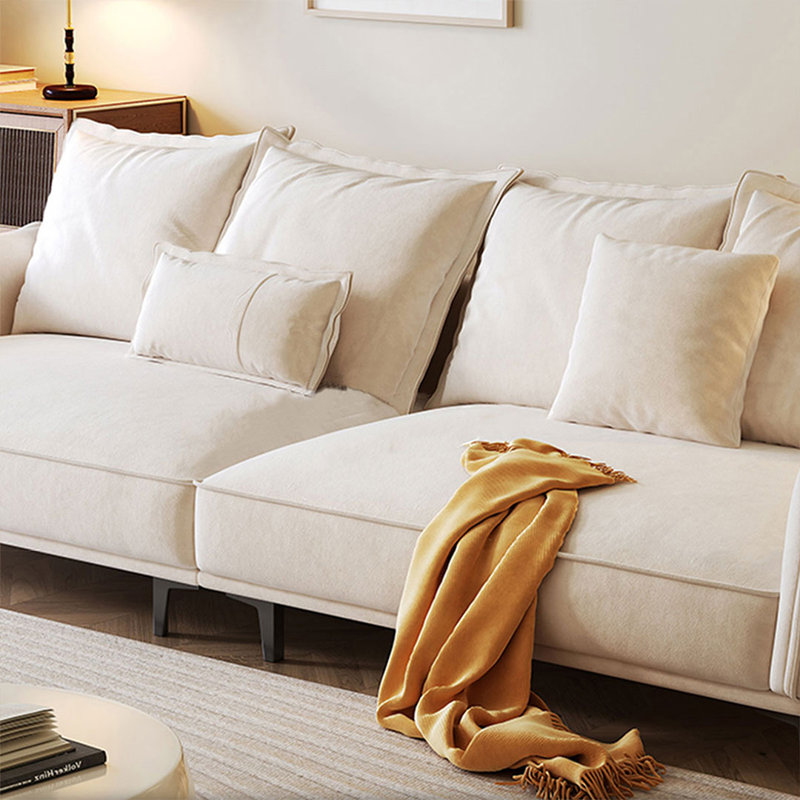 Canapé modulaire en velours blanc, L 94,49 po, Velours blanc