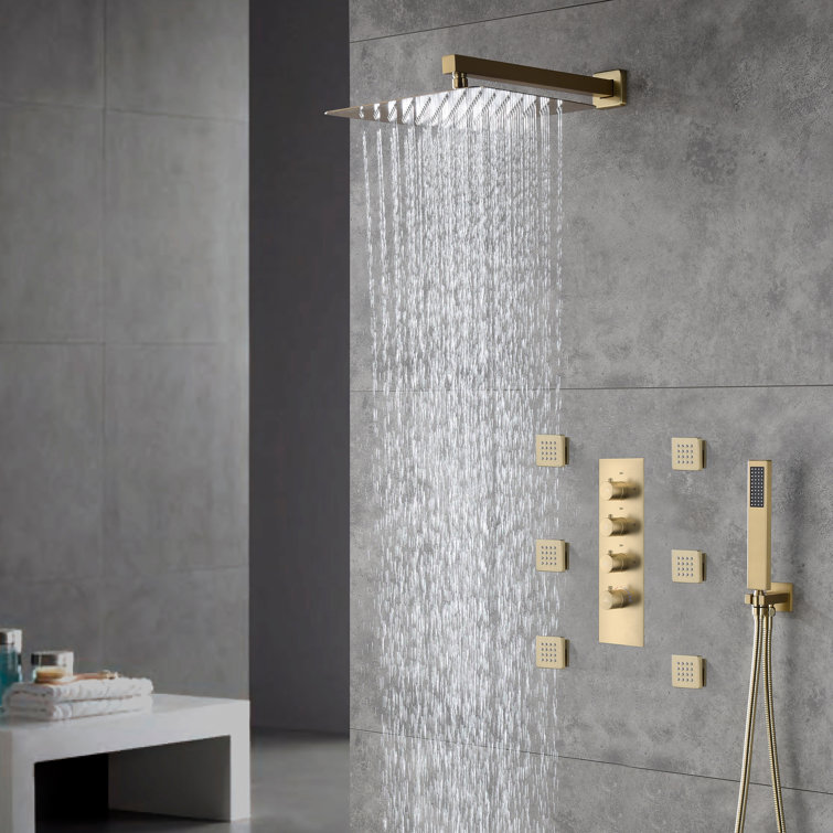 12 Inch Thermostatic Wall Mounted Rainfall Shower System with Rough-in Valve
