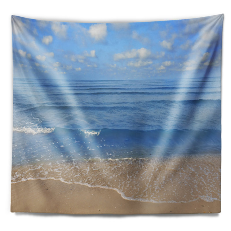 Tapisserie large de mer tropical bleu, H 32 po x l 39 po