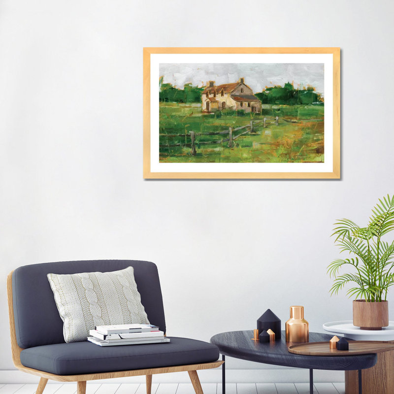 «Countryside Home II» par Ethan Harper - reproduction d'art, H 24 po x l 32 po x P 1 po, Blanc