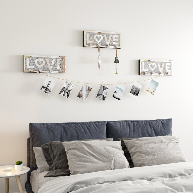 Porte-clés mural avec miroir LOVE, Lettre d'amour