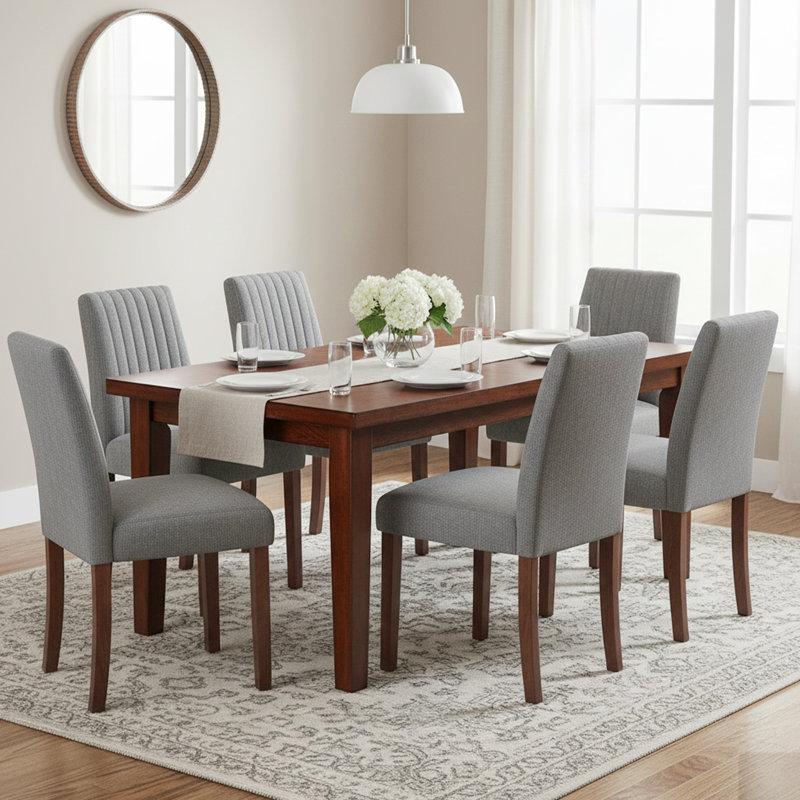 48cm H Fabric Upholstered Upholstered Back Side Chair, Dark Grey