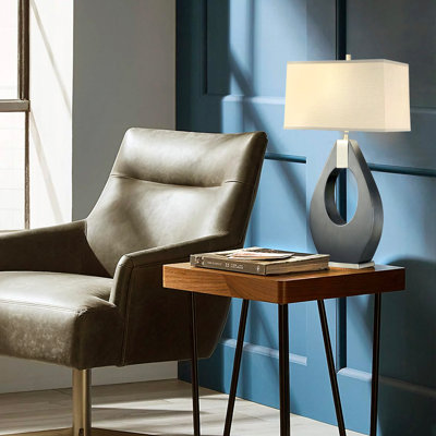 Pearson Table Lamp - 30", Pecan Wood and Brushed Nickel, 3-Way Rotary Switch