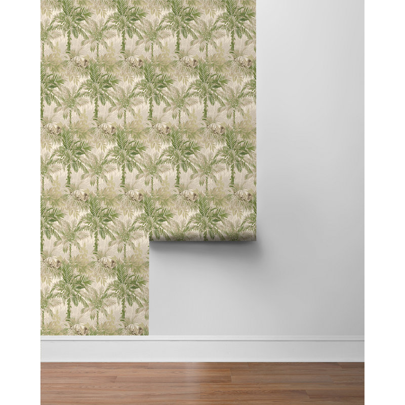 Tommy Bahama Cat Island Palm 18' L x 20.5" W Peel and Stick Wallpaper Roll, Green