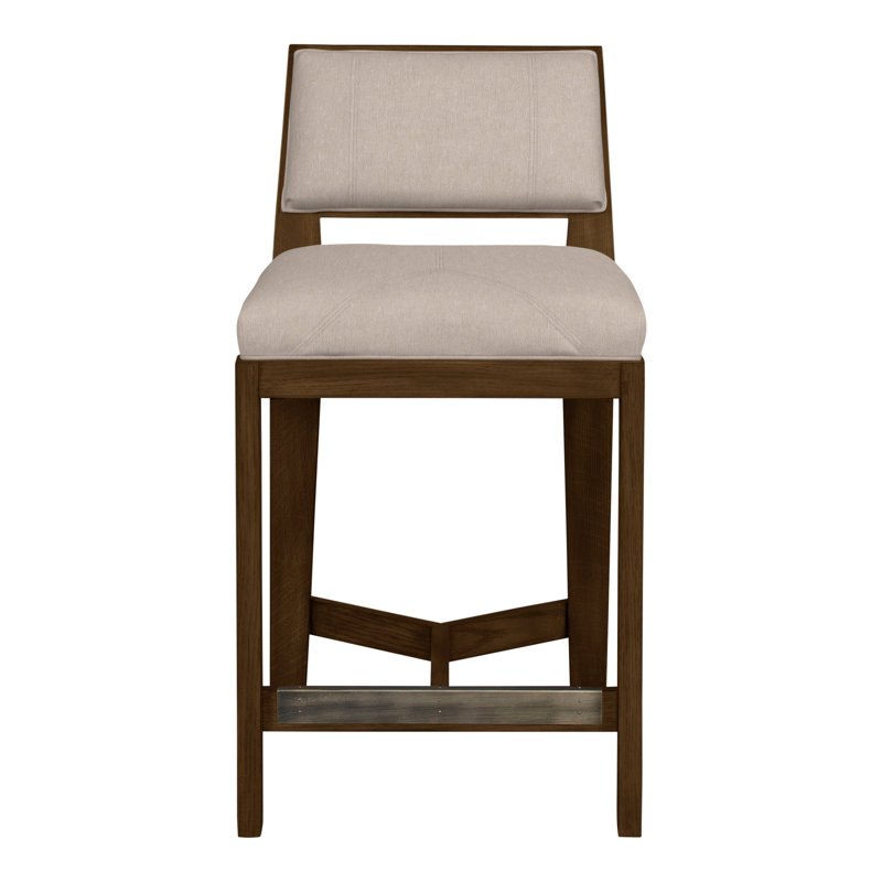 Scoville By Thom Filicia Upholstered Counter Stool with Solid Wood Frame, La Havane, Fauve Jiggles