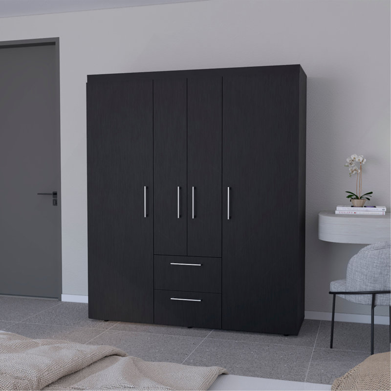 Armoire Elma, chambre à coucher, noir, Noir