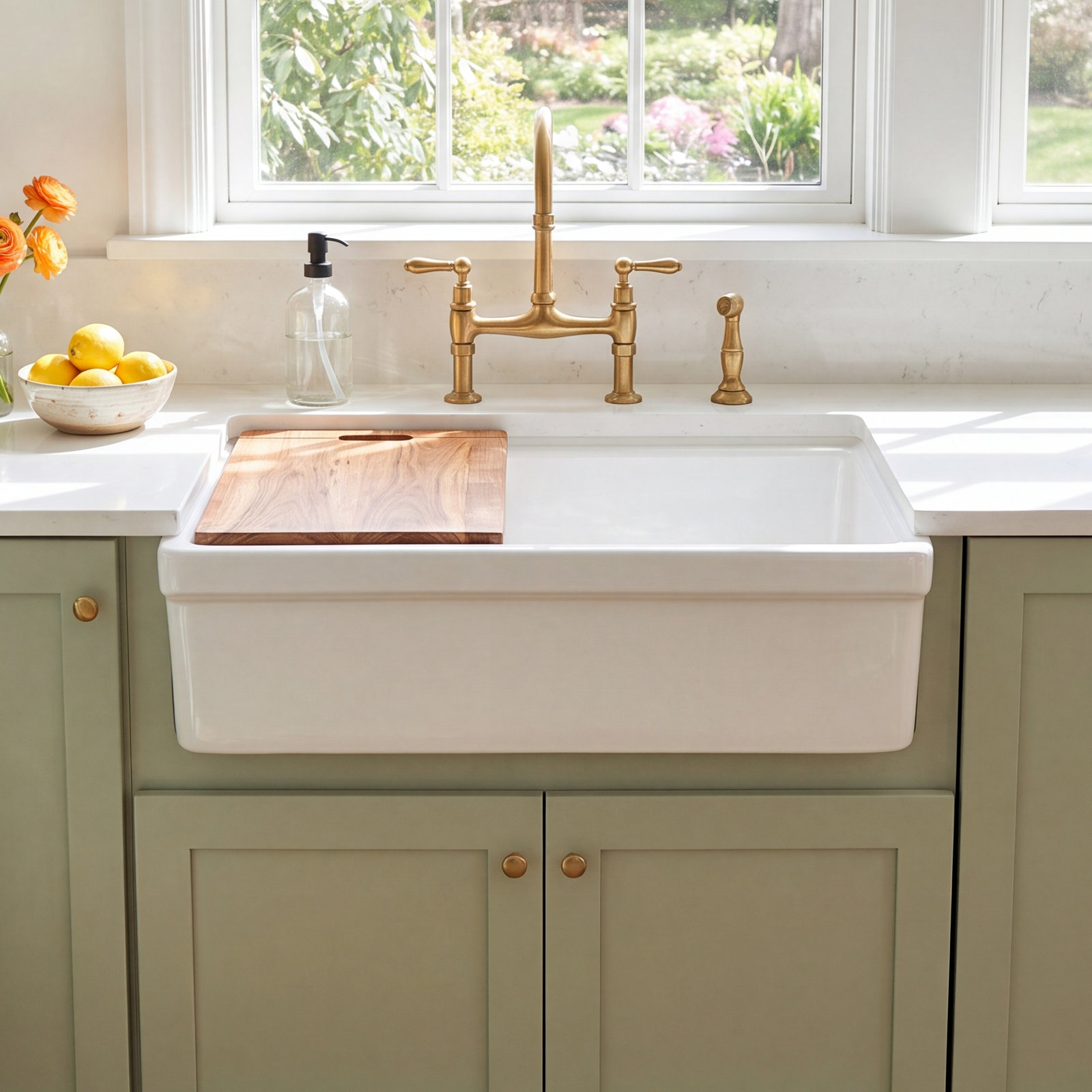 Pranav 33" Apron Kitchen Sink with Cutting Board