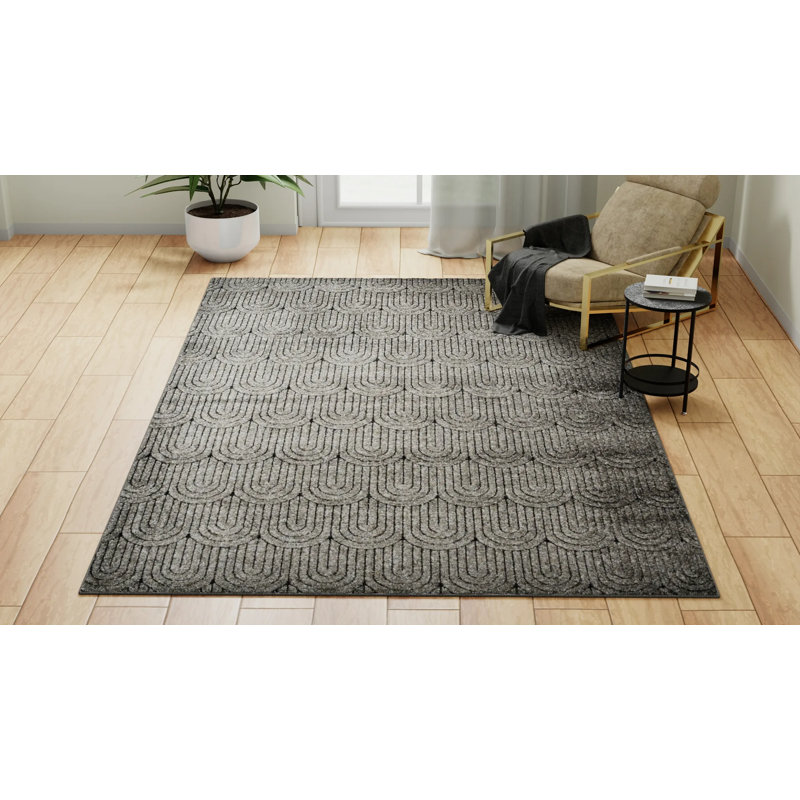 Tapis contemporain en fer soudé N Peace, Rectangle 5 pi x 7 pi