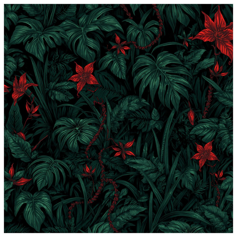 Dense Tropical Foliage Wall Tapestry - Tropical Wall Decor, 68in H x80in W with 4 Grommets