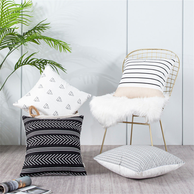 Housse de coussin d'extérieur carrée Lendsey, Noir / gris