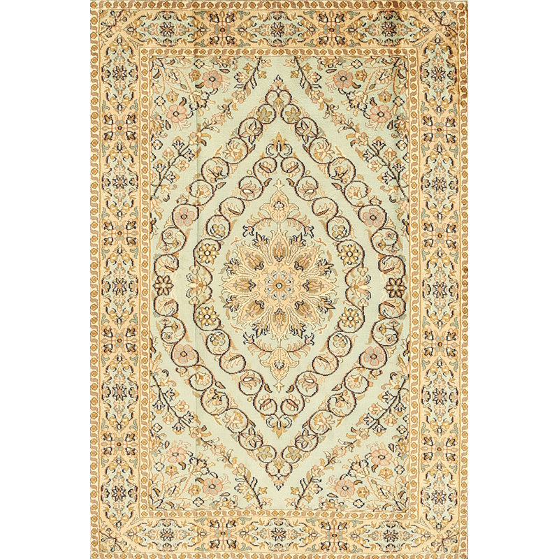 Tapis vert/bleu/brun traditionnel Prochoros, Rectangle 7 pi x 9 pi