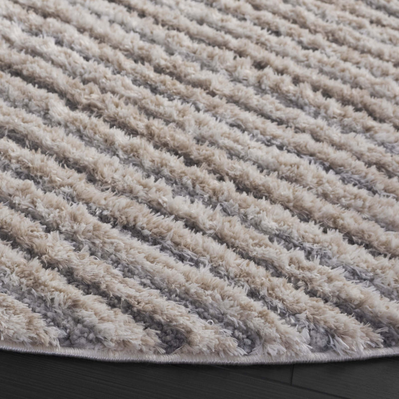 Cezalina Shag 900 Performance Striped Rug, Round 6'7"
