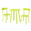 Bistro d'extérieur en lime mat, fabriqué en fer et attrayant, 2 chaises et table thermolaquées, finition, 1