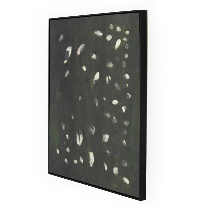 Large Black and Green Abstract Canvas Painting