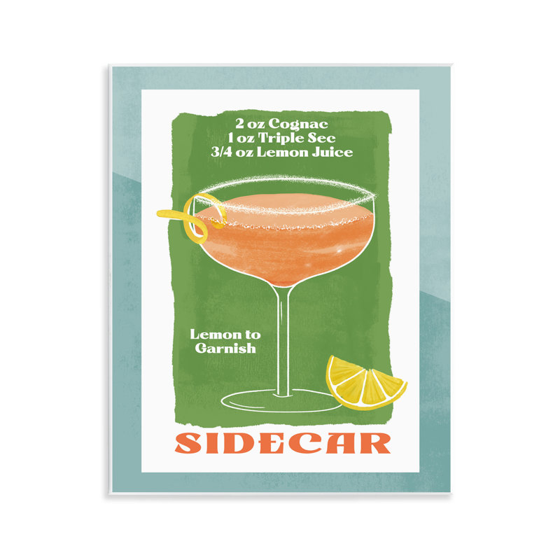  Art rétro sur plaque, recette de Sidecar par Deane Beesley