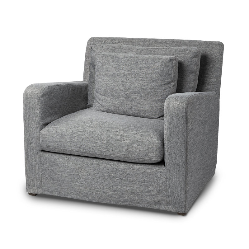 Fauteuil club en coton de 97,79 cm de large Nessa, Gris château de pierre