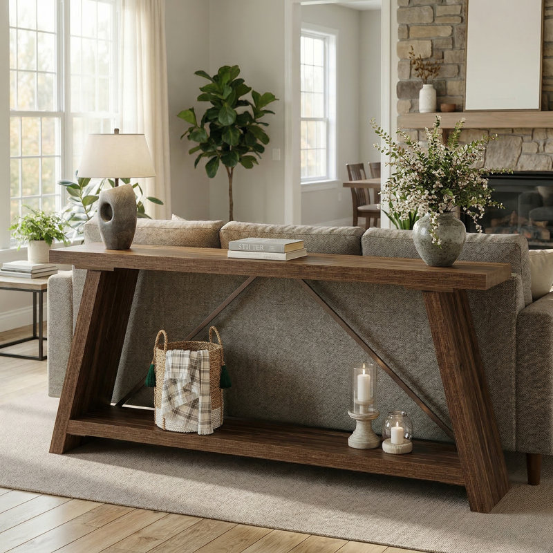 Clavel 70.87'' Console Table, Dark Walnut Brown