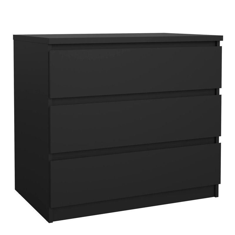 Caton 3 - Drawer Chest of Drawers, Matte Black
