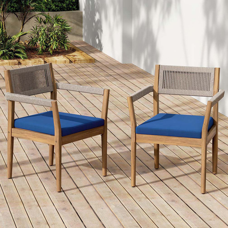 Chaises de salle à manger d'extérieur en bois d'acacia, Marine