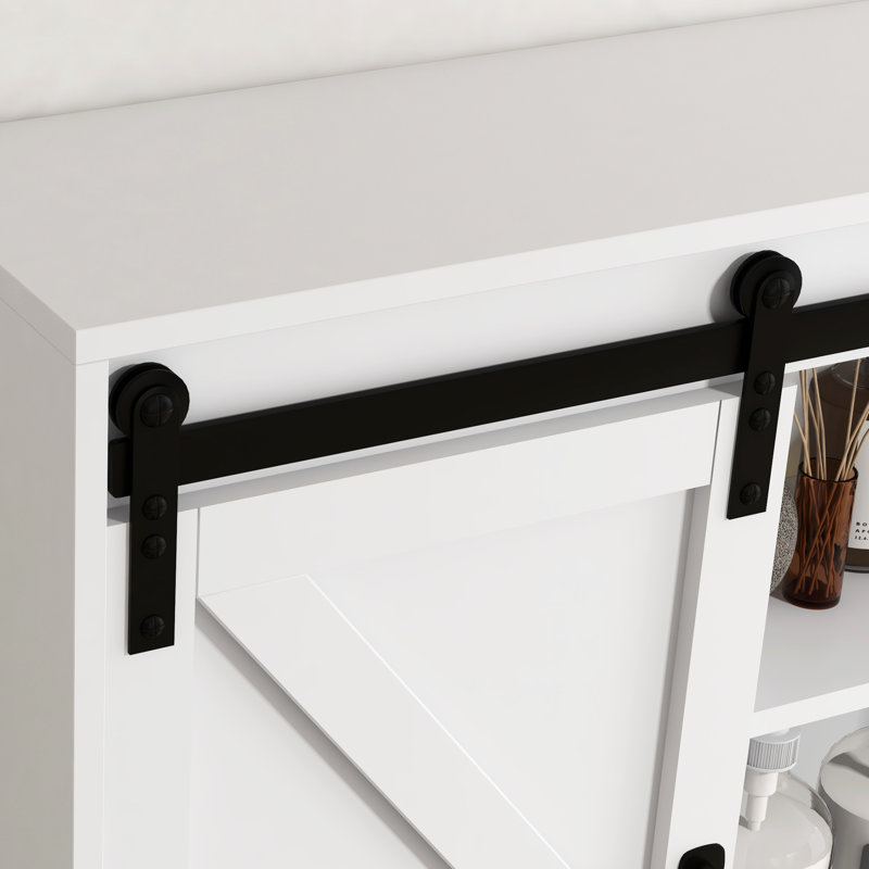 White Over Toilet Shelf With Adjustable Shelf, Space Saver Cabinet Bathroom Sliding Door And Storage Shelves,