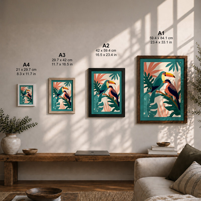 Toucans Tropical - Framed Print, Unframed, A1 - 84.1 x 59.4 cm