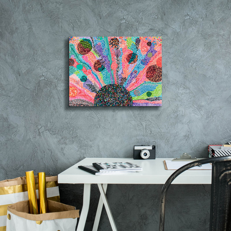 «Sunburst2» par Noemi Ibarz, art mural sur toile, H 12 po x l 16 po x P 0,75 po
