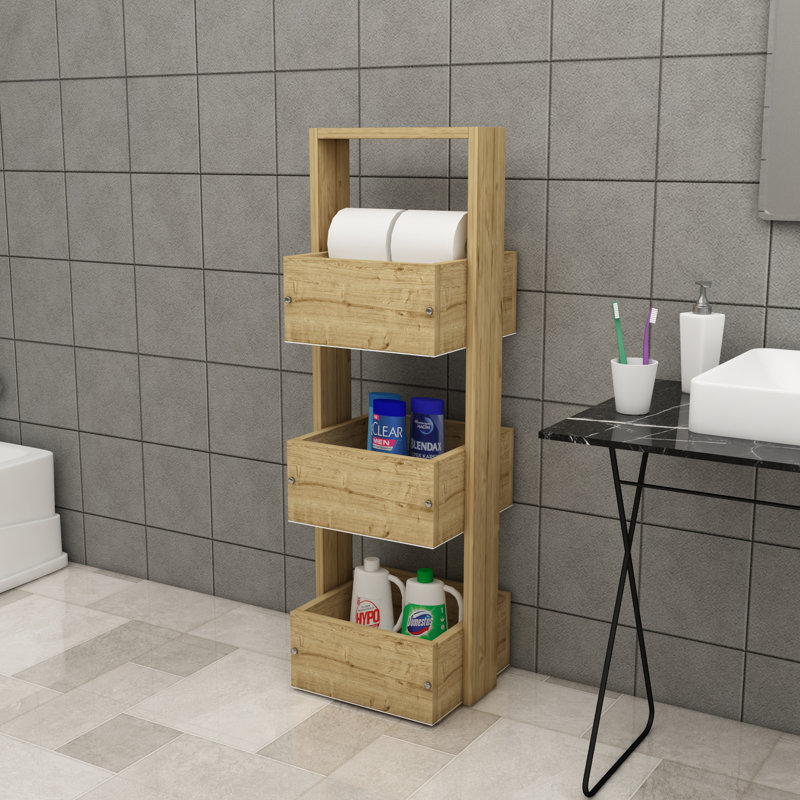 Etly 3 -Shelf Storage Cabinet, Oak