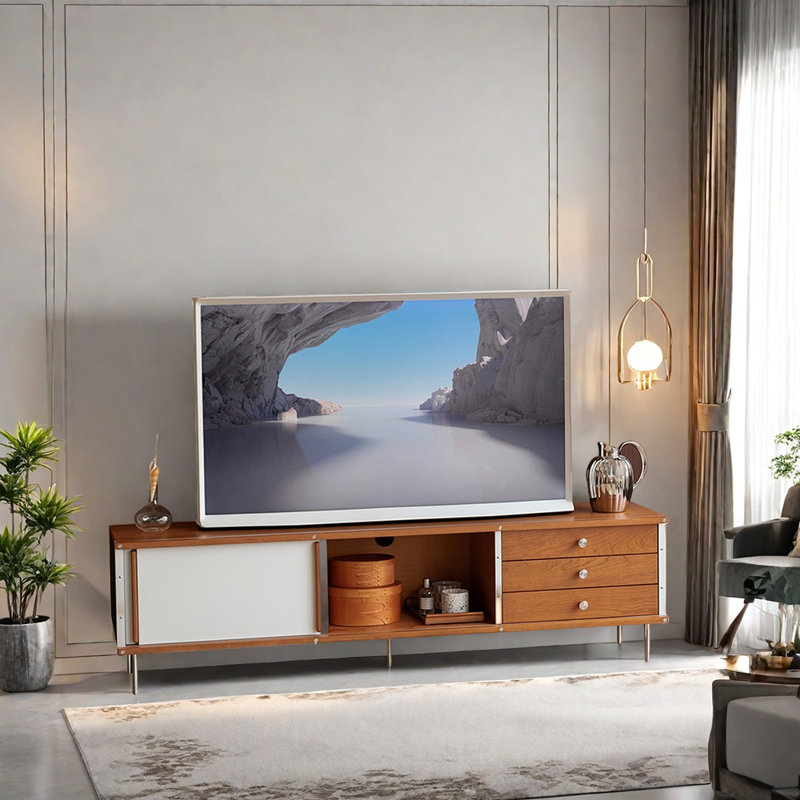 Meuble télé avec rangement en bois massif
