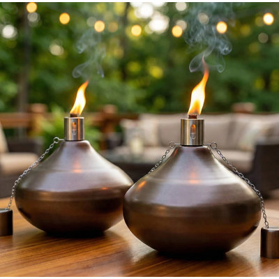 30oz Tabletop Metal Citronella Torches for Outdoor Patio, Porch or Deck