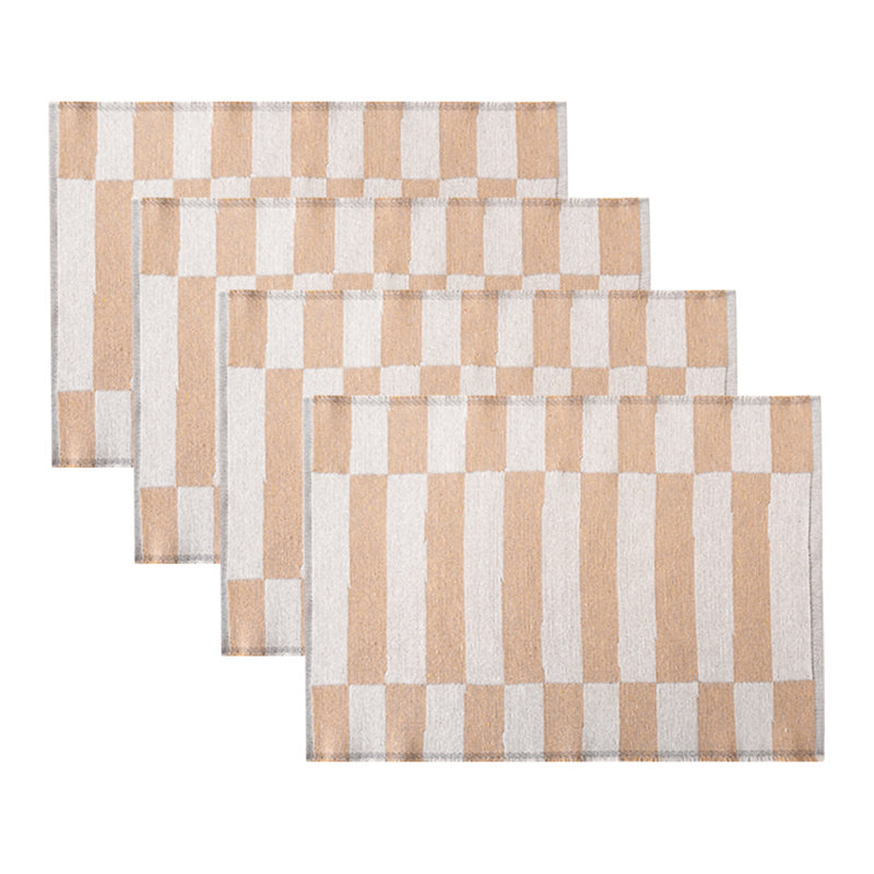Napperons naturels réversibles tissés à rayures, ensemble de 4